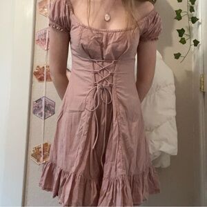 Urban Outfitters Blush Pink Lace-Up Style Dress